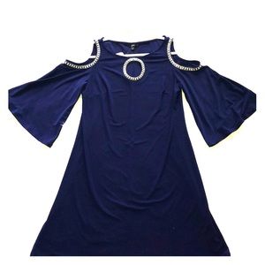 Short shoulder-less RimeStone bordered Dress